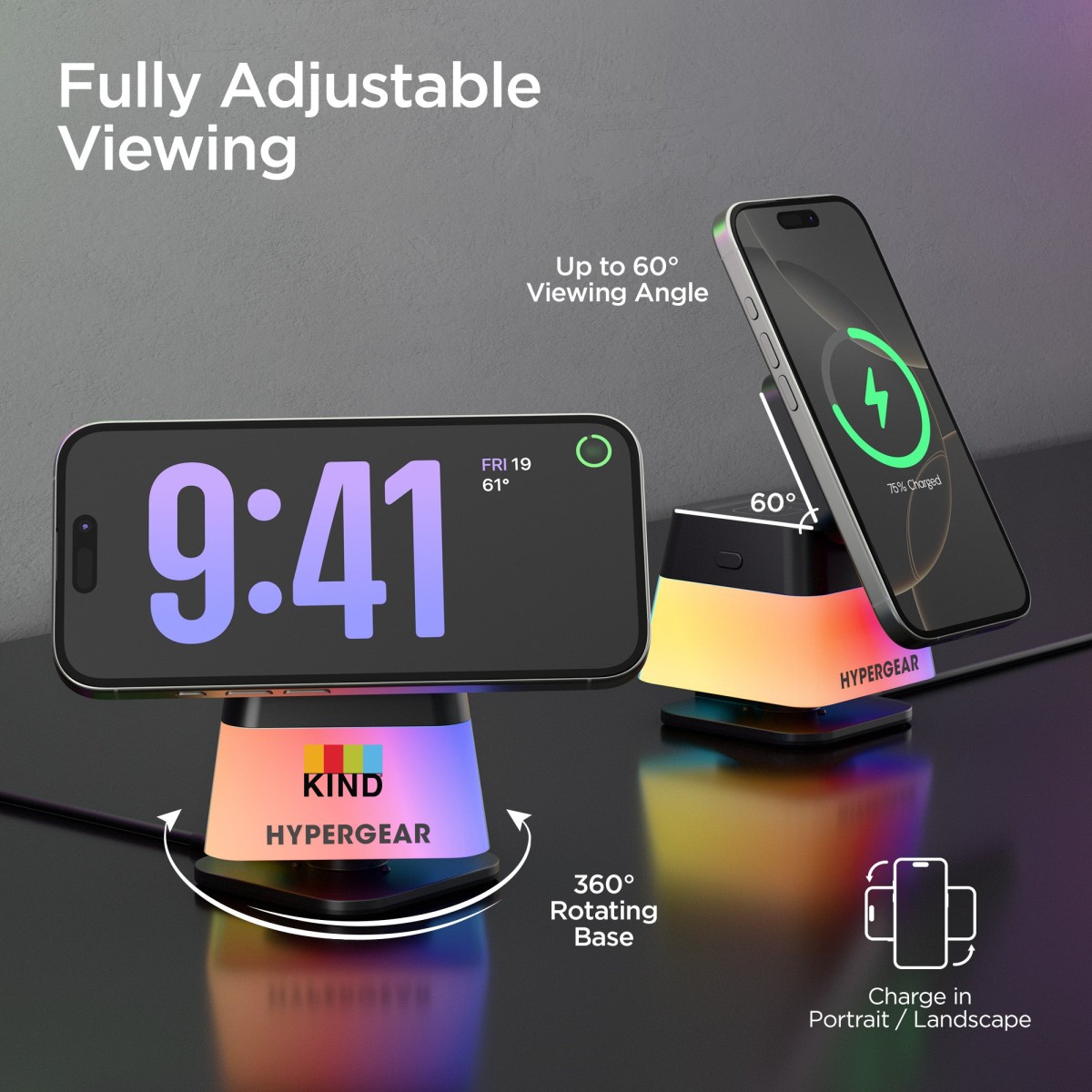 Picture of Hypergear PowerFold Cube 3-in-1 Wireless Charging Stand with 15W Magnetic Wireless Fast Charge