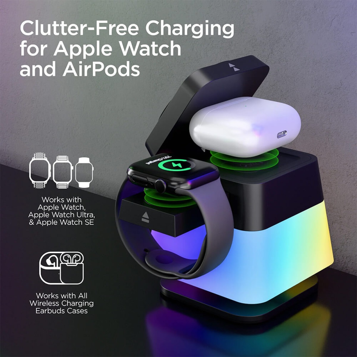 Picture of Hypergear PowerFold Cube 3-in-1 Wireless Charging Stand with 15W Magnetic Wireless Fast Charge