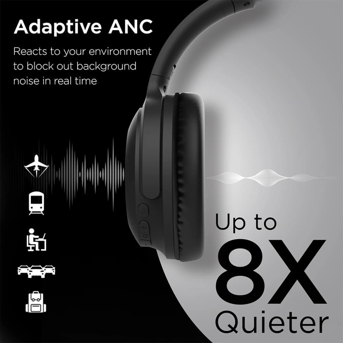 Picture of HyperGear Stealth2 ANC Wireless Noise Cancelling Over-the-Ear Headphones