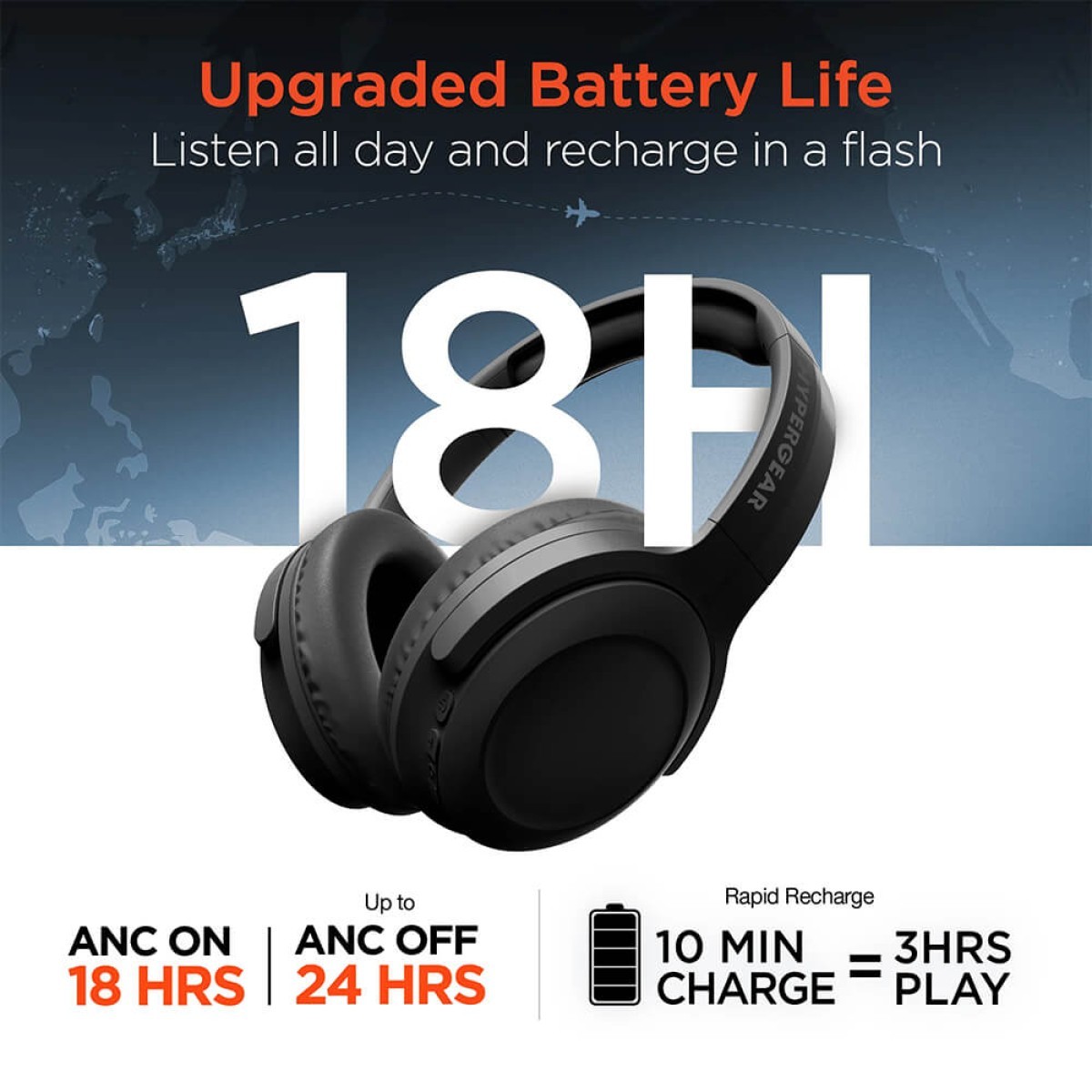 Picture of HyperGear Stealth2 ANC Wireless Noise Cancelling Over-the-Ear Headphones