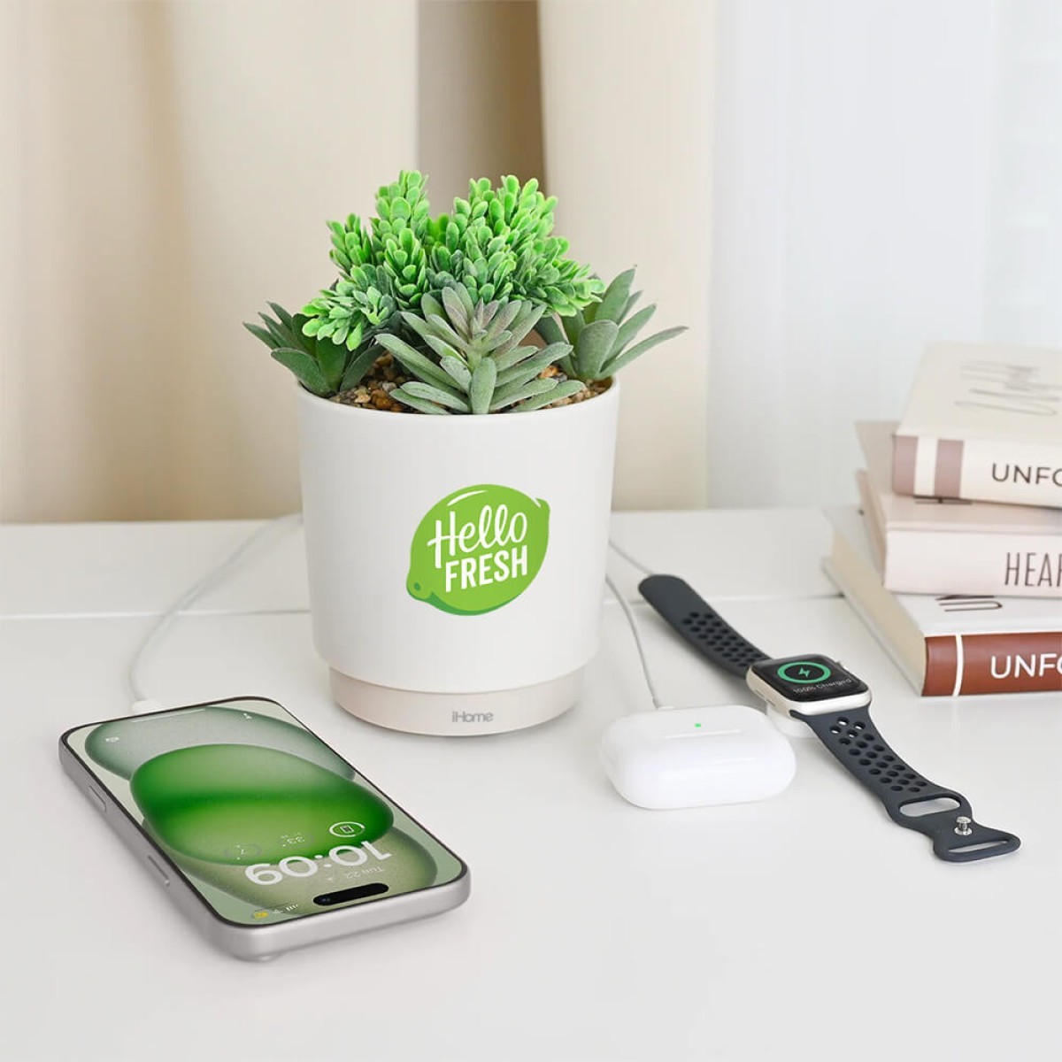 Picture of iHome PowerPlant USB Charging Station, Faux Succulent with USB Charger