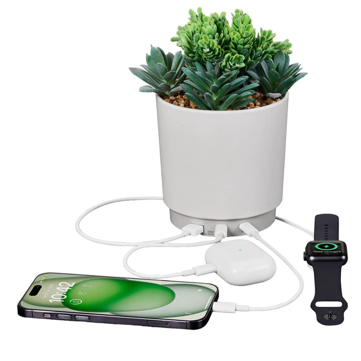 Picture of iHome PowerPlant USB Charging Station, Faux Succulent with USB Charger