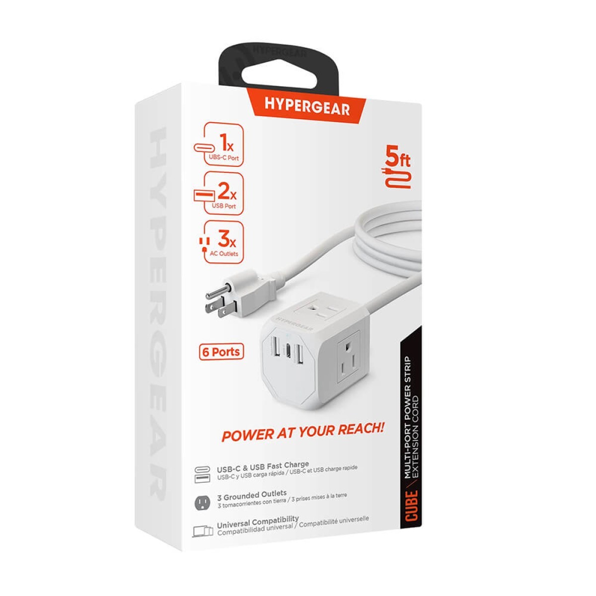 Picture of HyperGear CUBE Multi-Port Power Strip Extension Cord