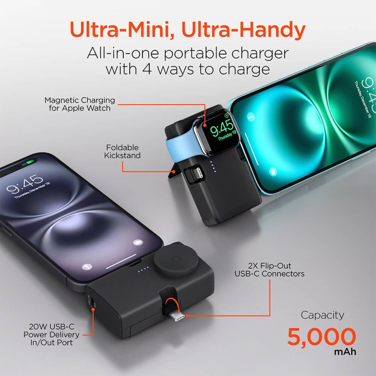 Picture of HyperGear Power Pack Nano Ultra-Mini Power Bank with Built-In Apple Watch Charger