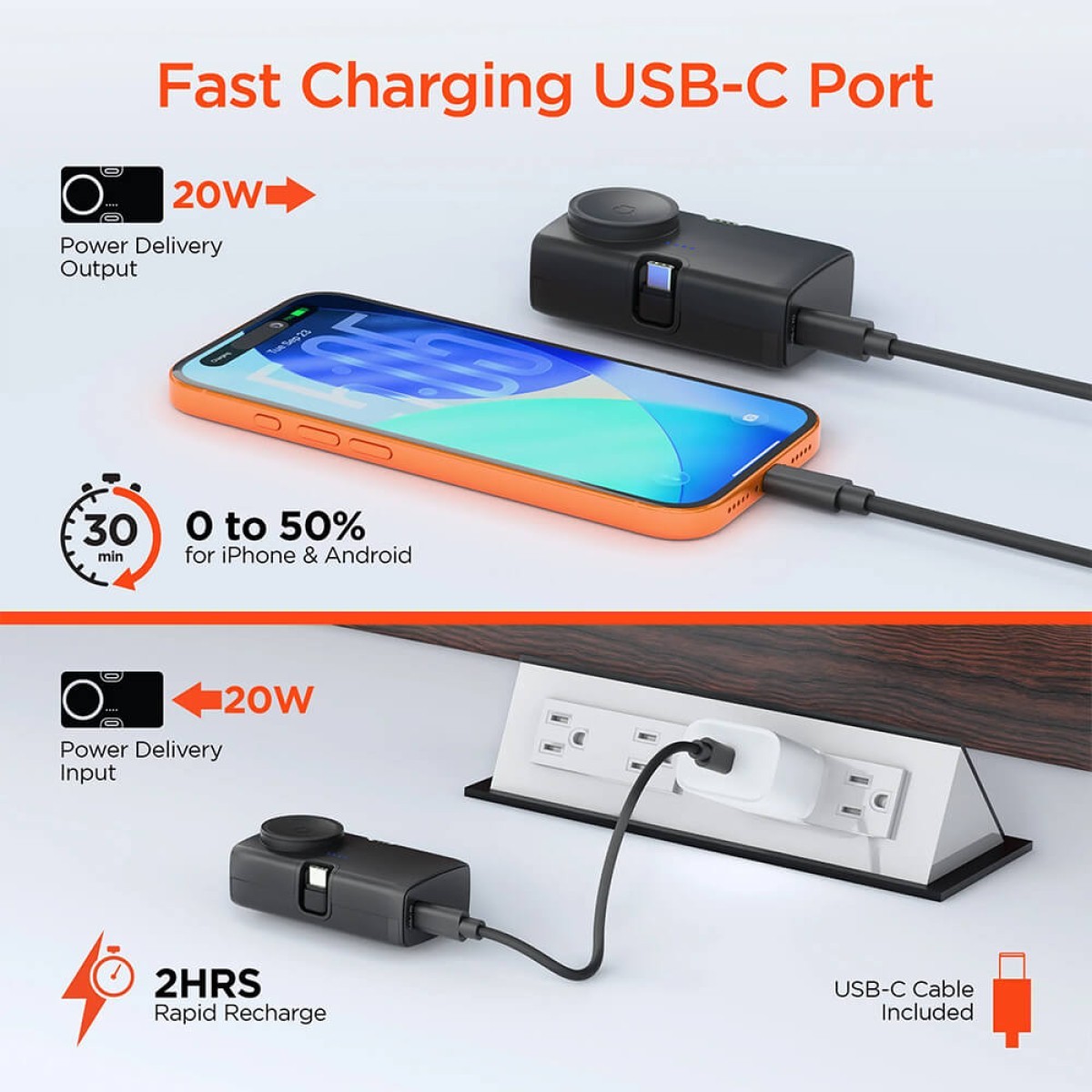 Picture of HyperGear Power Pack Nano Ultra-Mini Power Bank with Built-In Apple Watch Charger