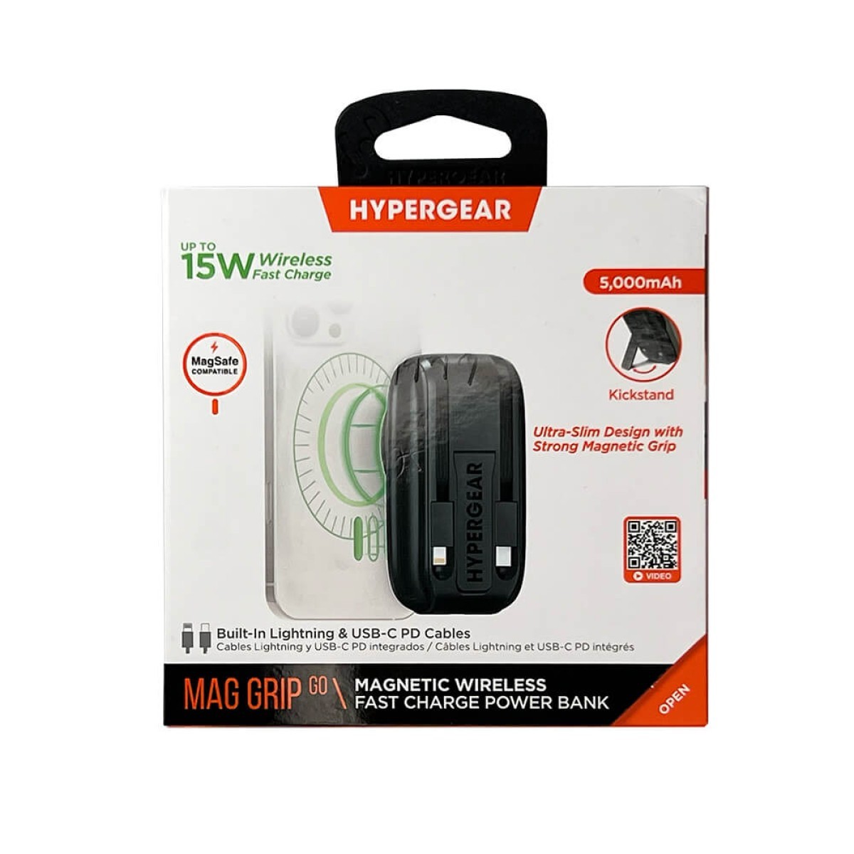 Picture of Hypergear 5,000mAh Mag Grip Go Wireless Power Bank with Built-In Cables