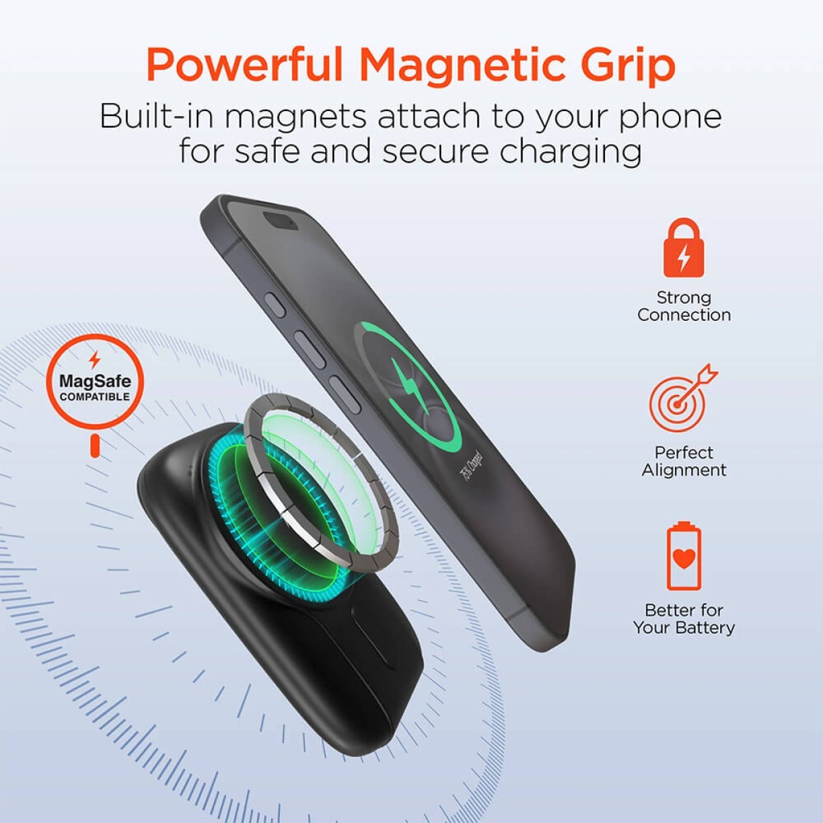 Picture of Hypergear 5,000mAh Mag Grip Go Wireless Power Bank with Built-In Cables