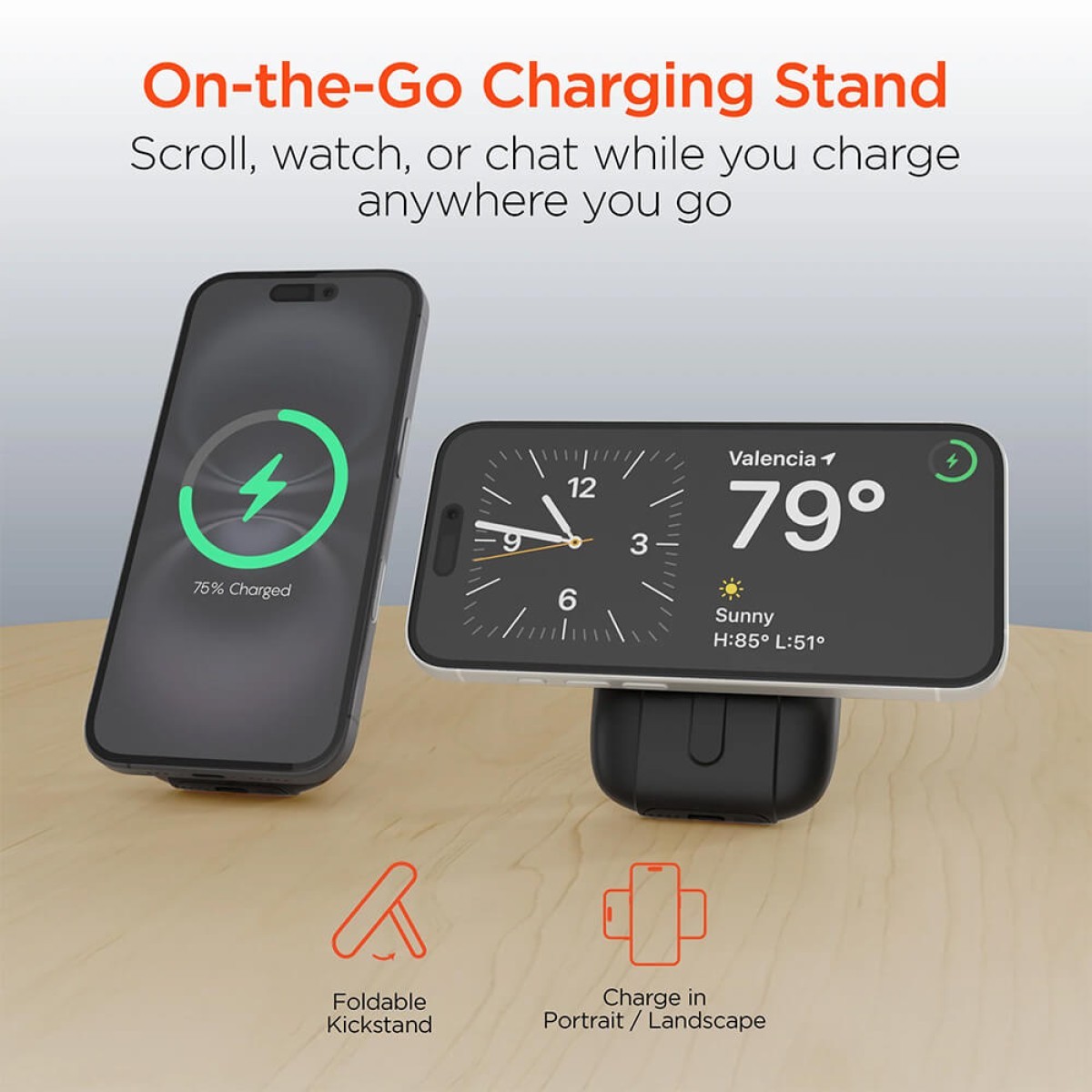 Picture of Hypergear 5,000mAh Mag Grip Go Wireless Power Bank with Built-In Cables