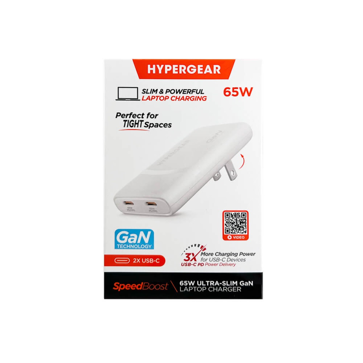 Picture of HyperGear SpeedBoost 65W Dual USB-C PD Ultra-Slim GaN Laptop Charger with PPS