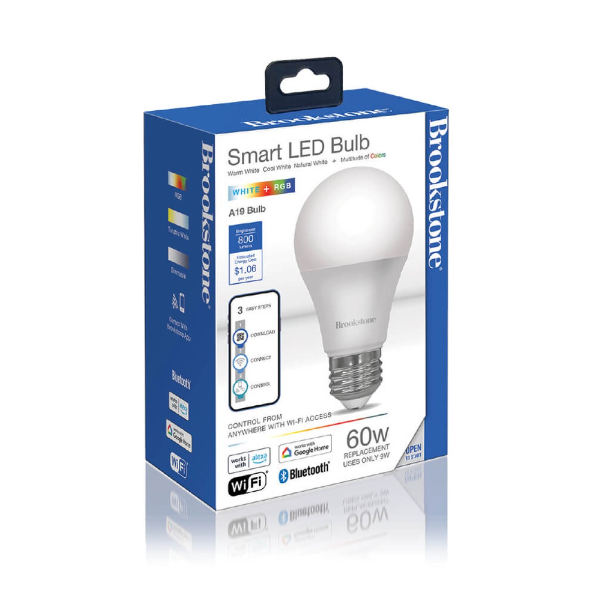 Picture of Brookstone Smart A19 Wifi RGB Bulb with Tunable White