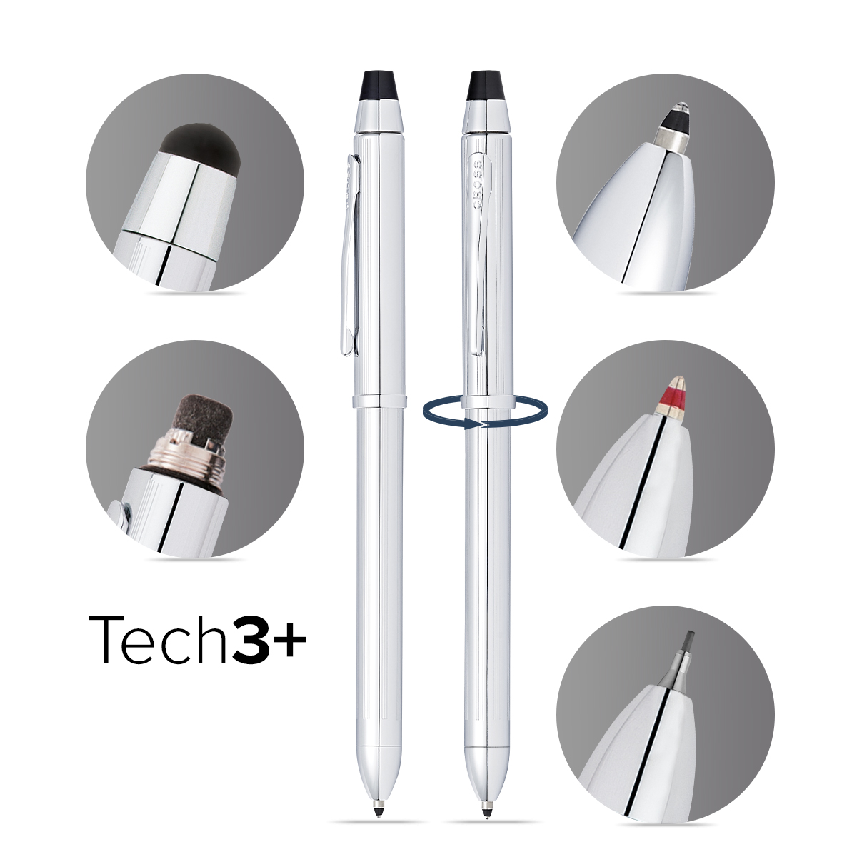 Picture of Cross Tech3+ Lustrous Chrome Multifunction Pen