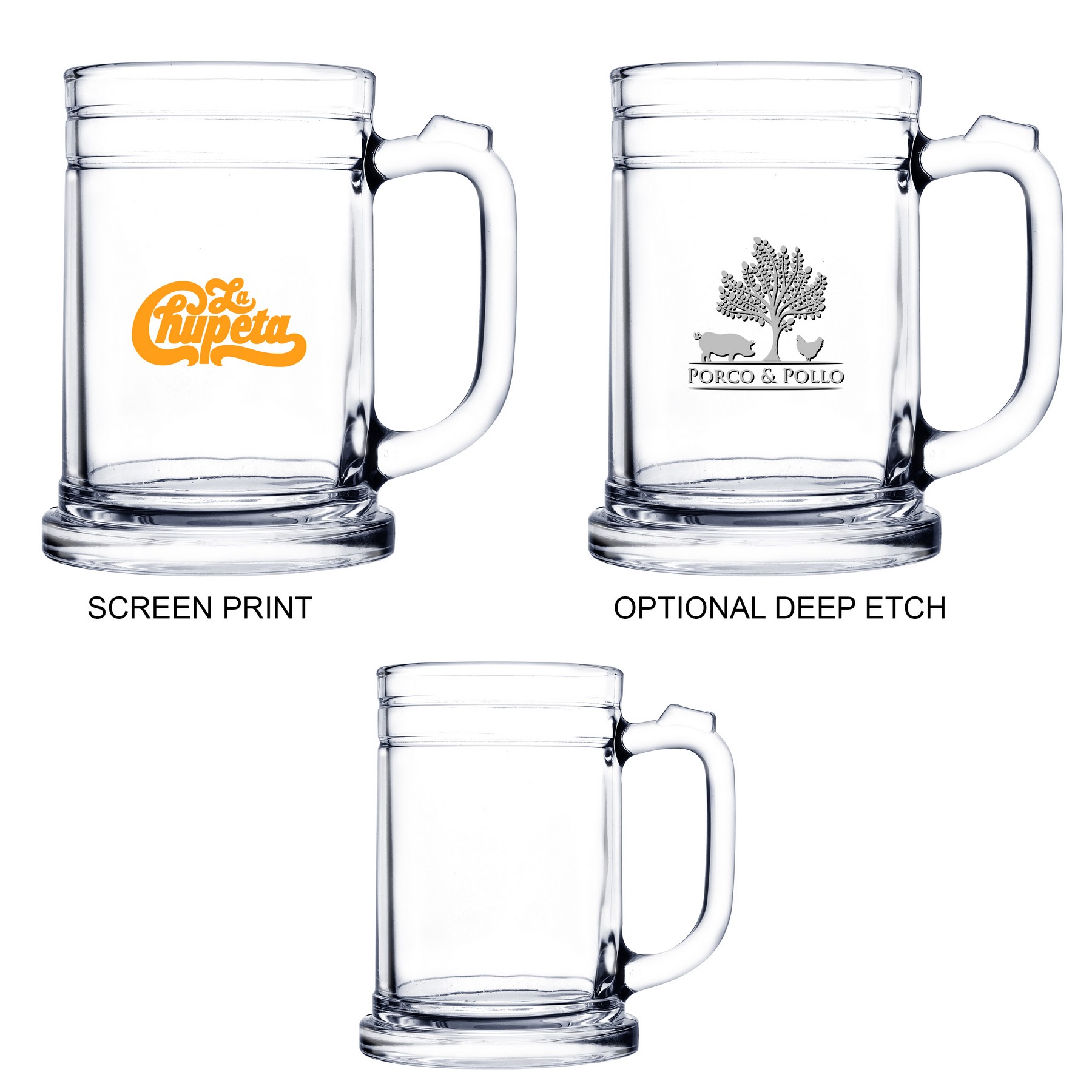 Picture of 16 oz Glass Beer Mug (Deep Etch)