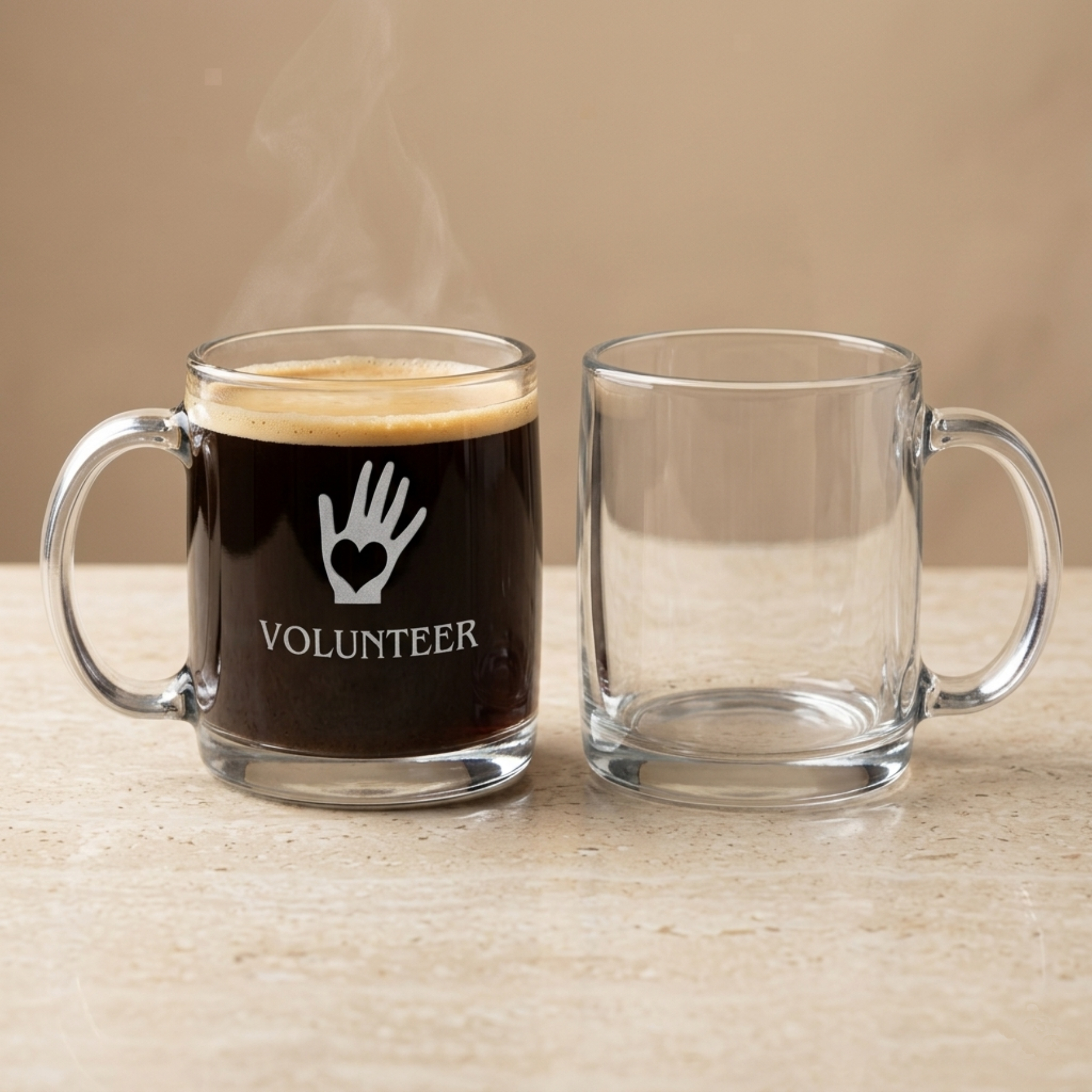 Picture of 13 oz Glass Coffee Mug (Deep Etch)