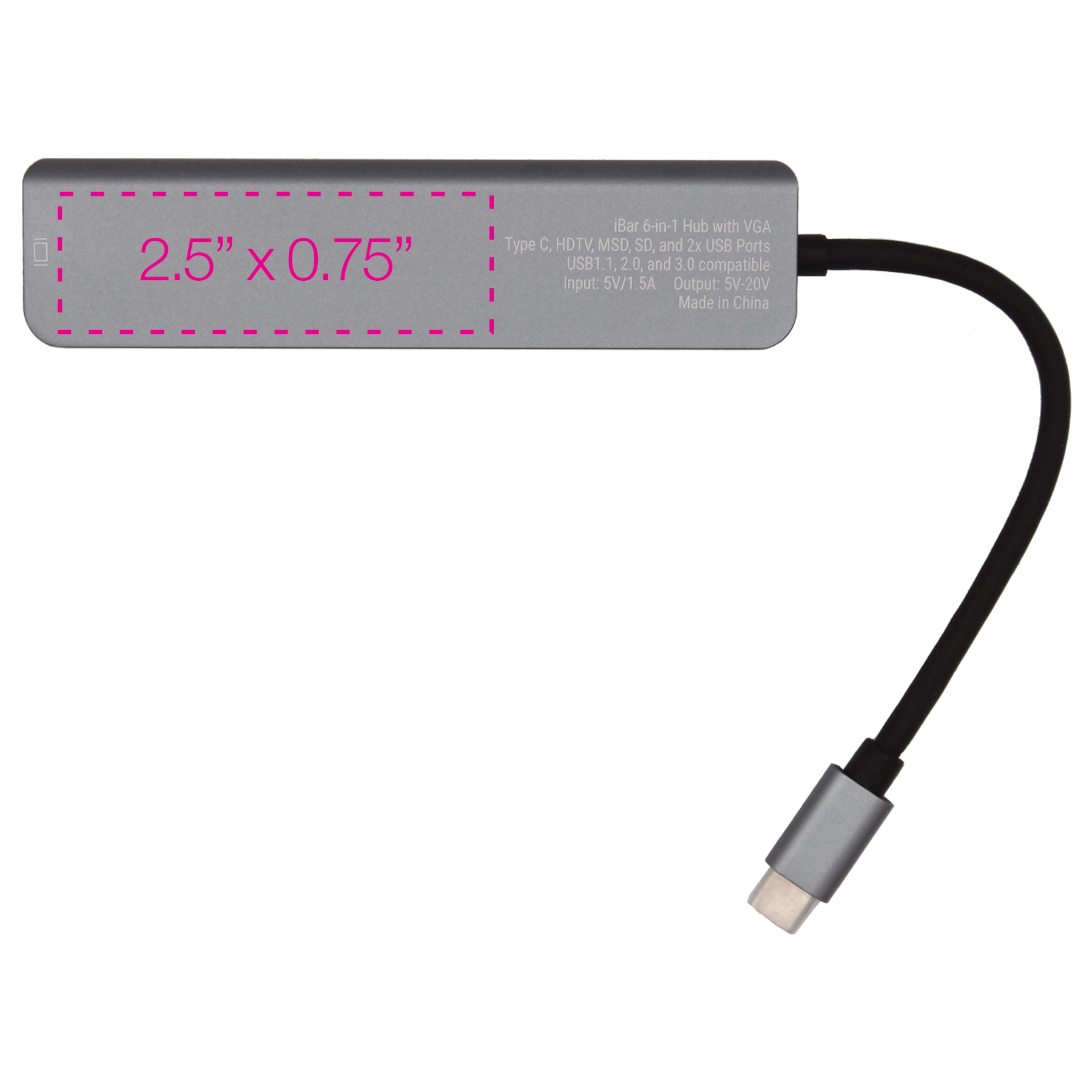 Picture of iBar 6-in-1 Hub with HDMI