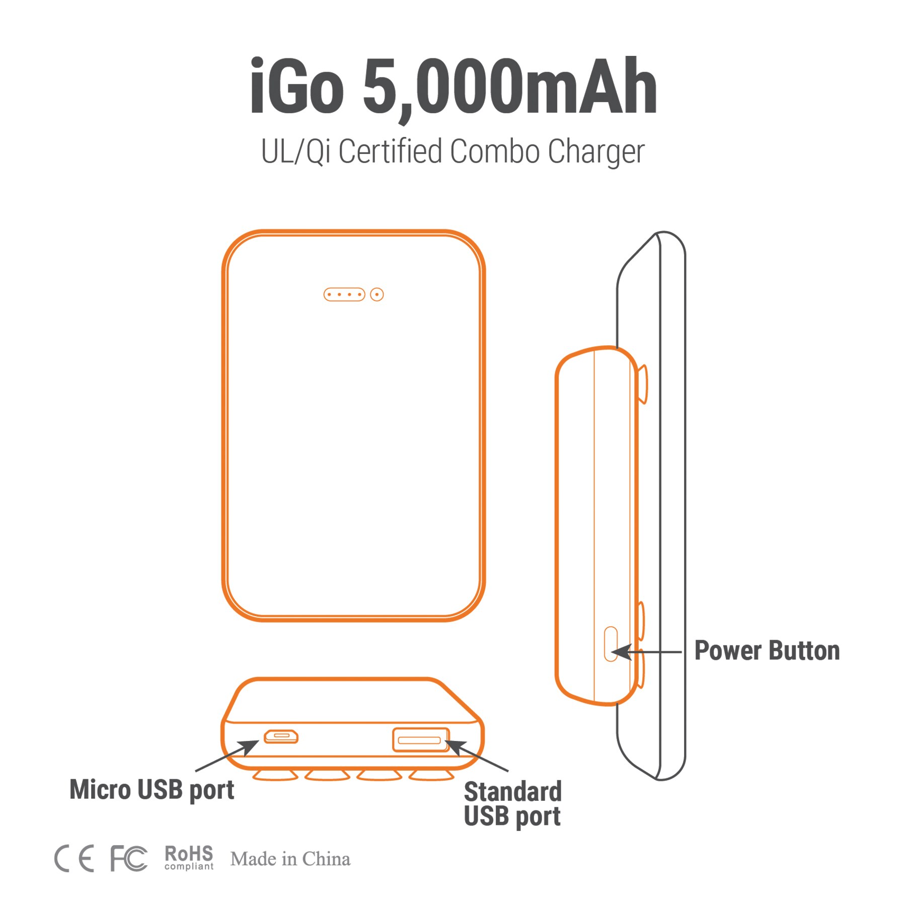 Picture of iGo 5,000mAh Qi Certified Combo Charger