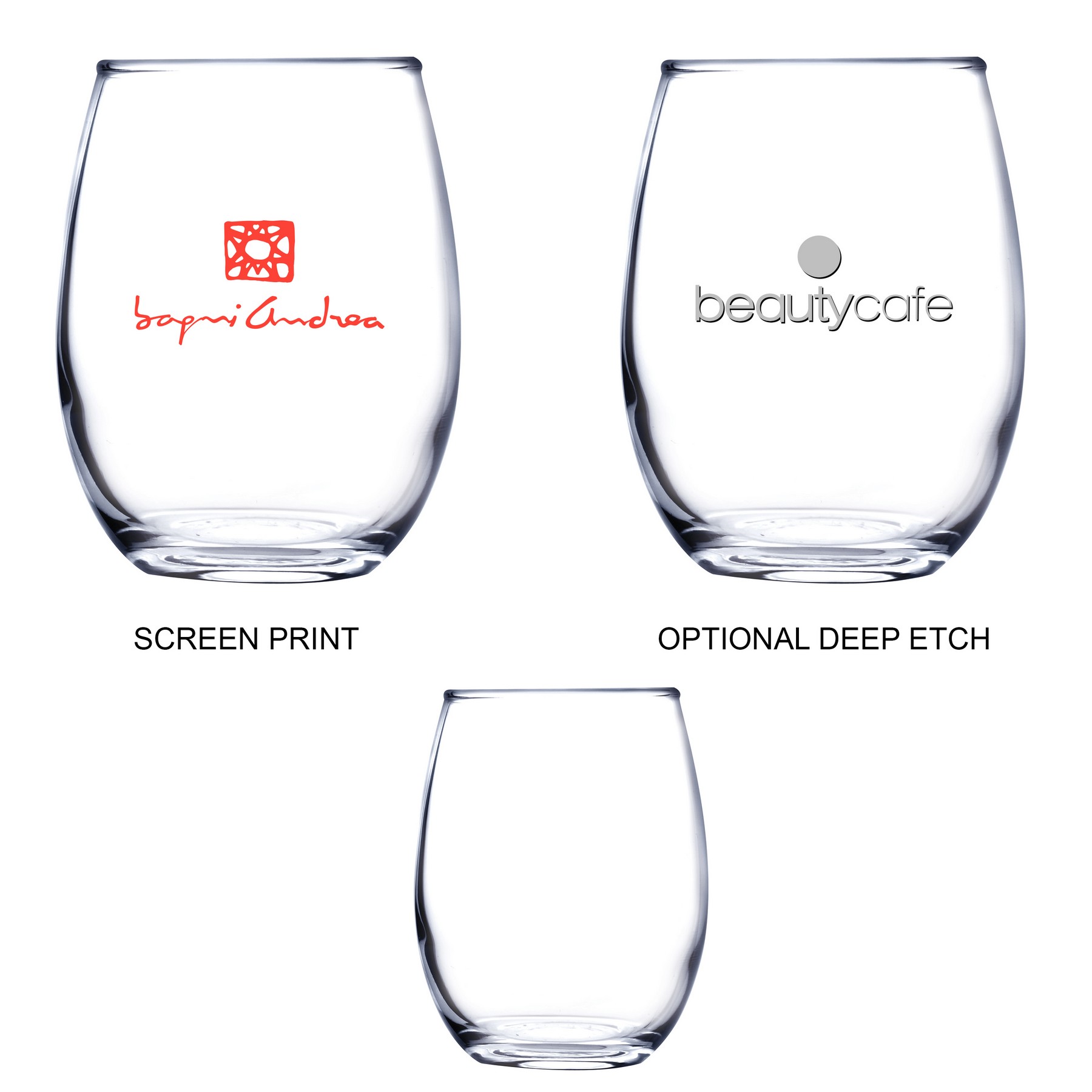 Picture of 9 oz Stemless White Wine Glass (Deep Etch)