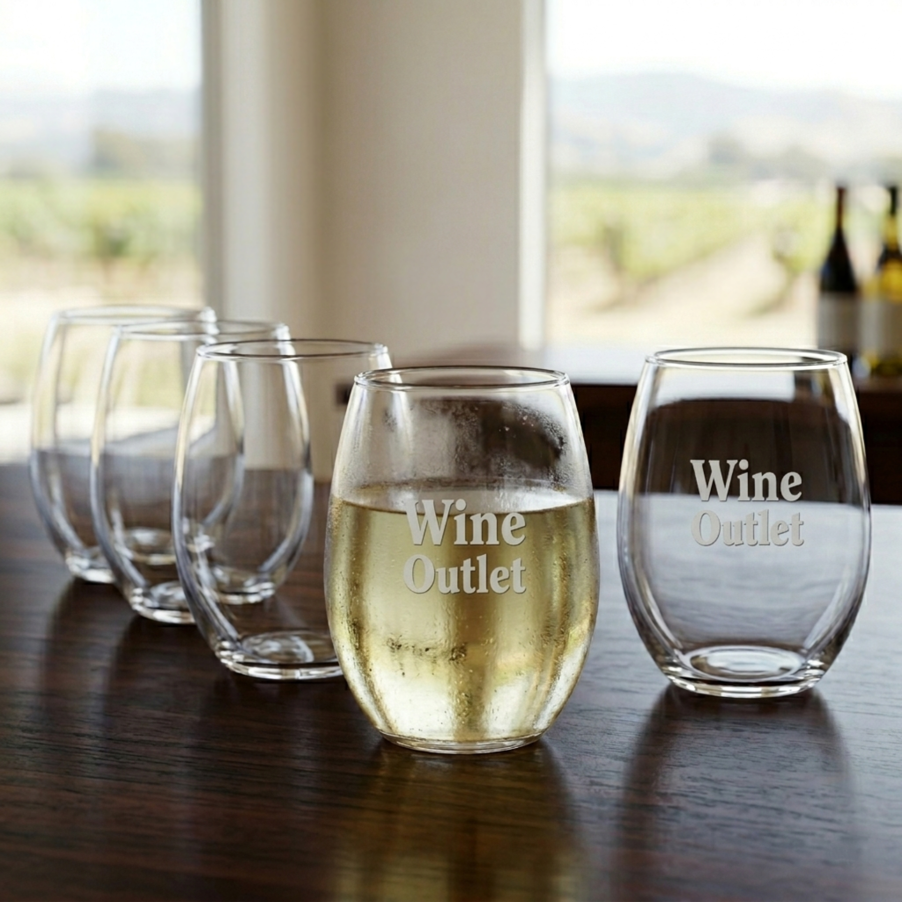 Picture of 21 oz Stemless White Wine Glass (Deep Etch)