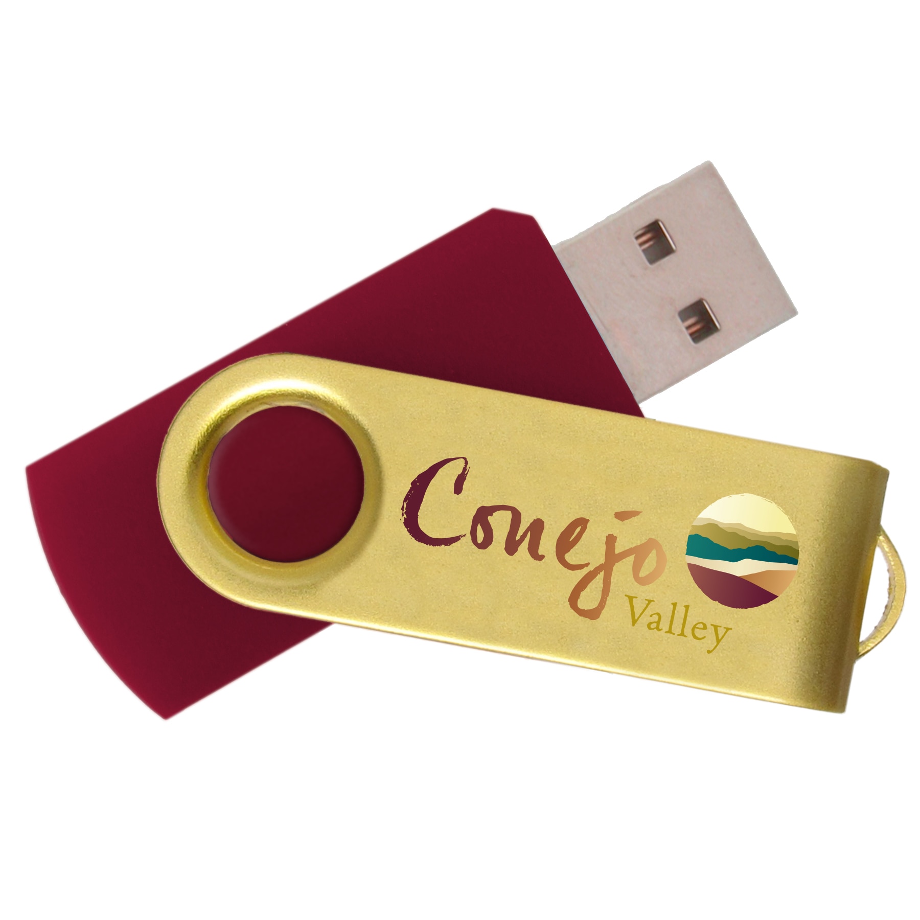 Picture of iClick® Gold Swivel USB Flash Drive 32GB