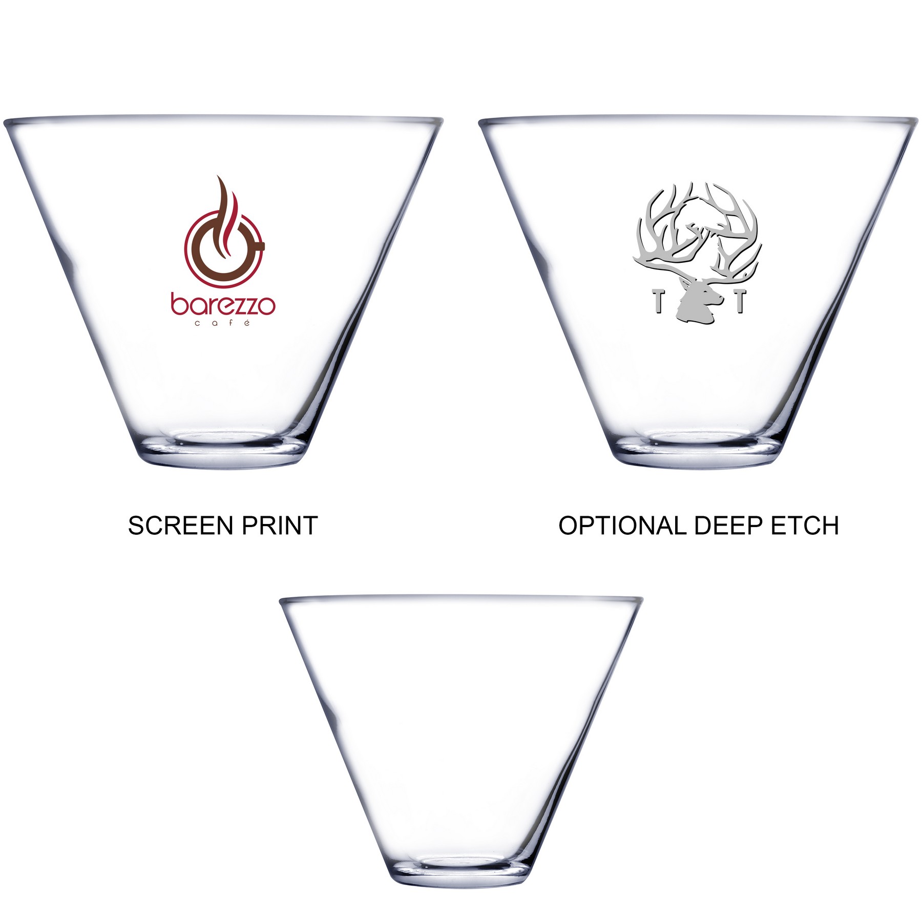 Picture of 13.5 oz Stemless Martini Glass (Deep Etch)