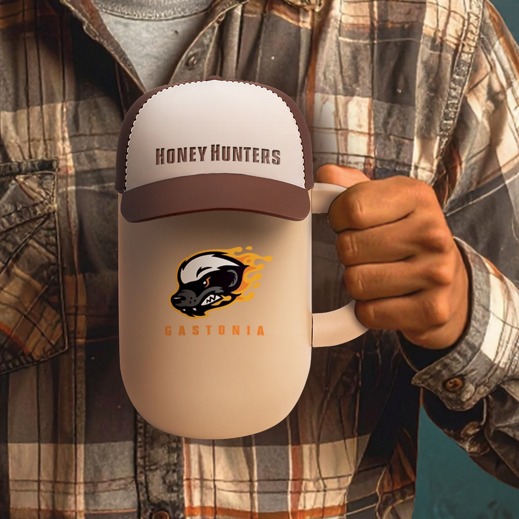 Picture of 12 oz Insulated Mug with Ceramic Coated Interior - Asobu Happy Hats Cap