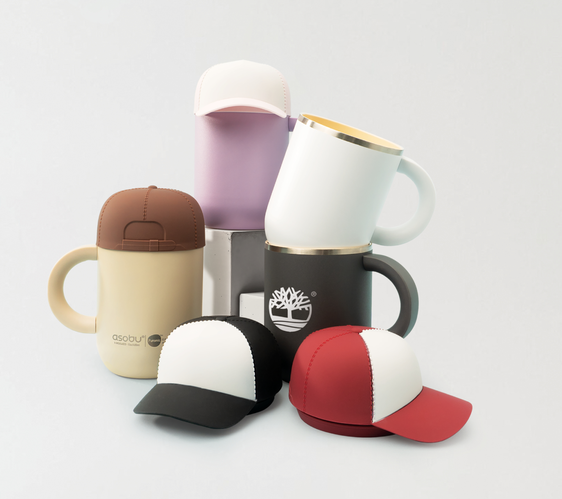 Picture of 12 oz Insulated Mug with Ceramic Coated Interior - Asobu Happy Hats Cap