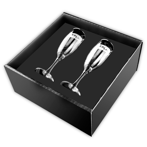 Picture of 5.75 oz Champagne Glasses With Tapered Stem, 2-Piece Set in Bellagio Box (Deep Etch)
