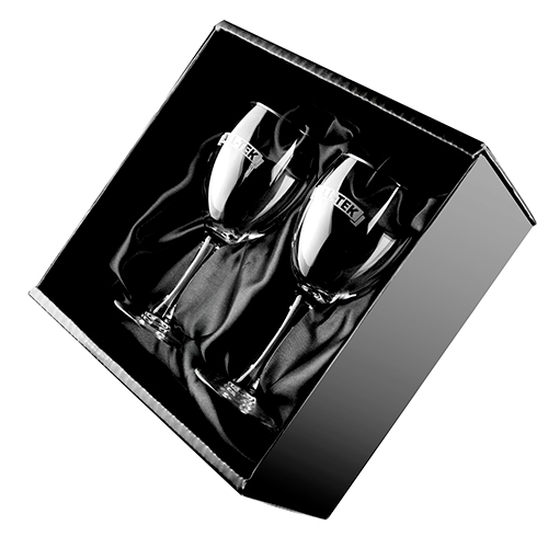 Picture of 10 oz Wine Glasses, 2-Piece Set in Bellagio Box (Deep Etch)