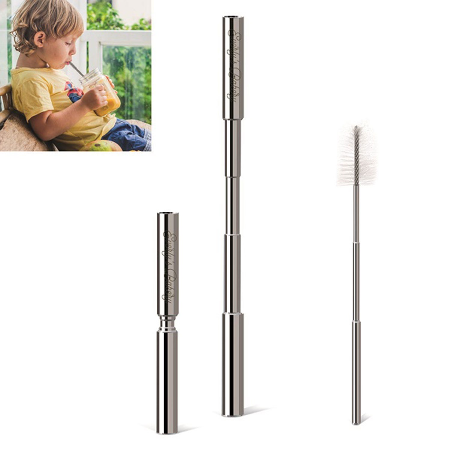 Picture of Expandable Stainless Steel Straw With Case