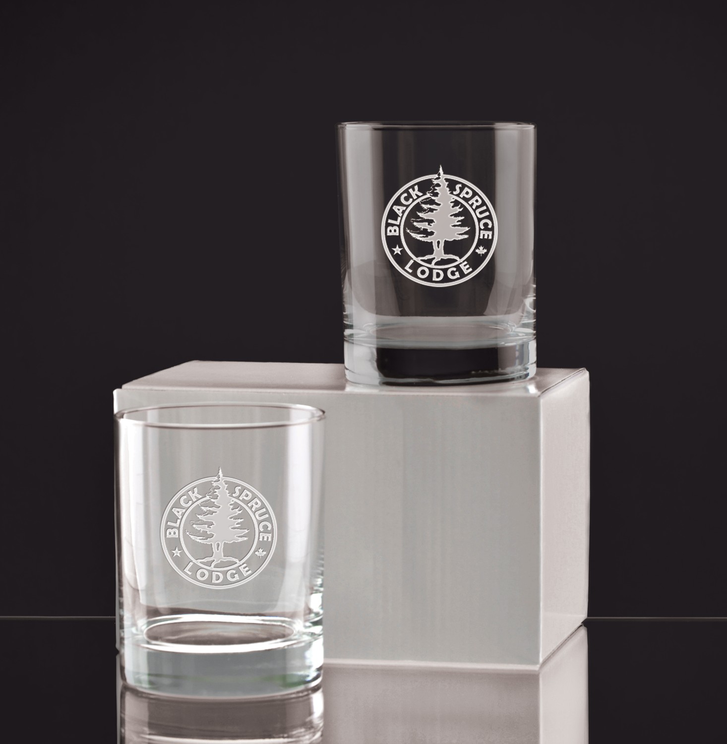Picture of 14 Oz. Deep Etched Executive Double Old Fashion Gift Set of 2