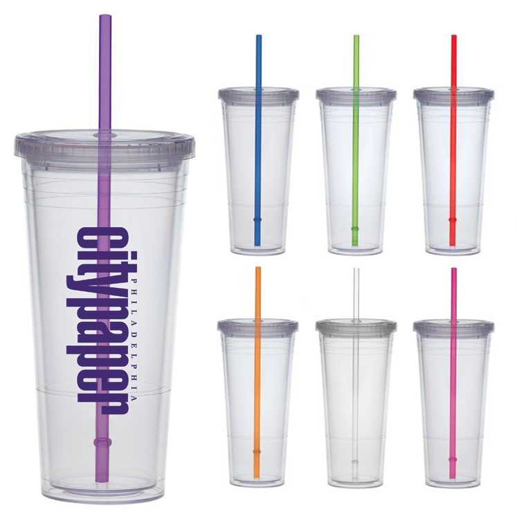 Picture of 24 Oz. Carnival Cup w/Color Straw & Clear Lid