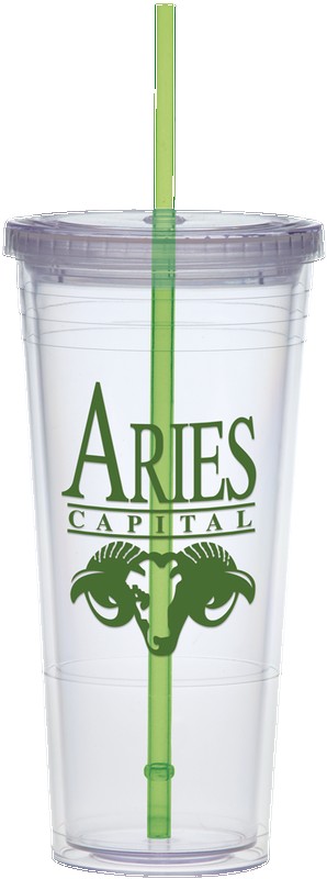 Picture of 24 Oz. Carnival Cup w/Color Straw & Clear Lid