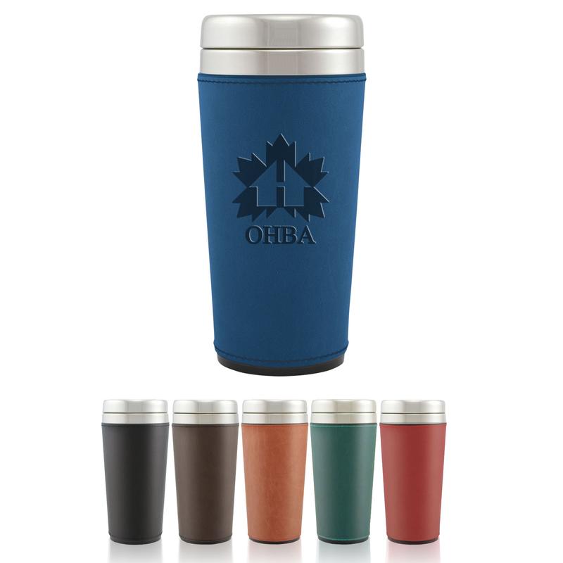 Picture of 16 Oz. Regency Stainless Tumbler w/Leatherette Sleeve