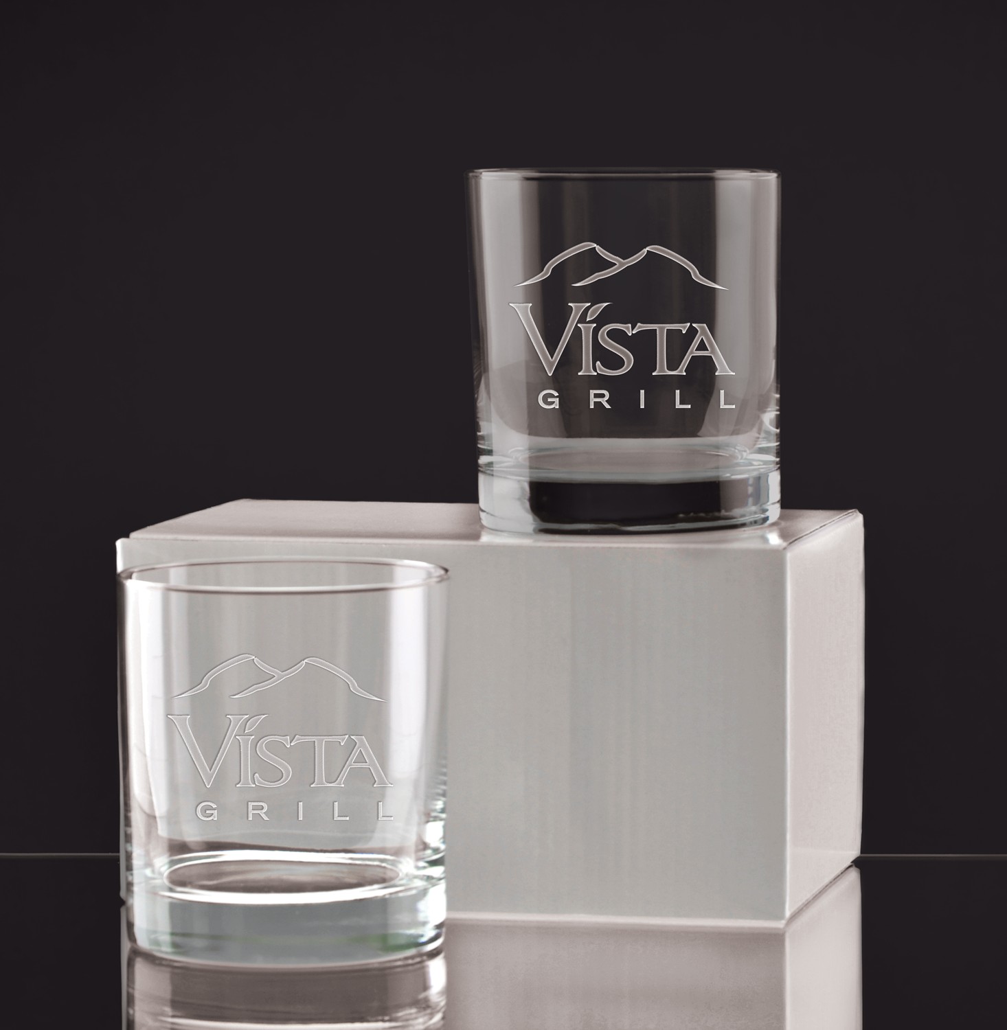 Picture of 11 Oz. Deep Etched Executive Old Fashion Glass Gift Set of Two