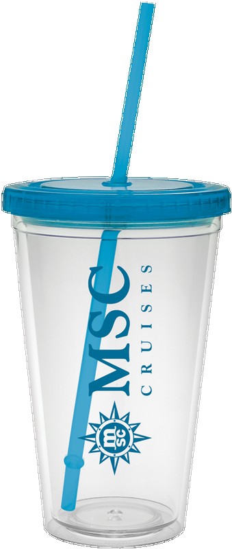 Picture of 16 Oz. Carnival Cup w/Colored Straw & Colored Lid