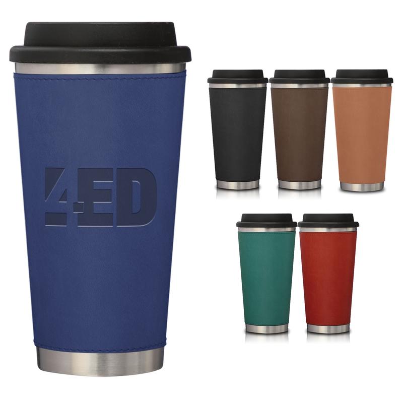 Picture of 16 Oz. Metro Stainless Tumbler w/Leatherette Sleeve