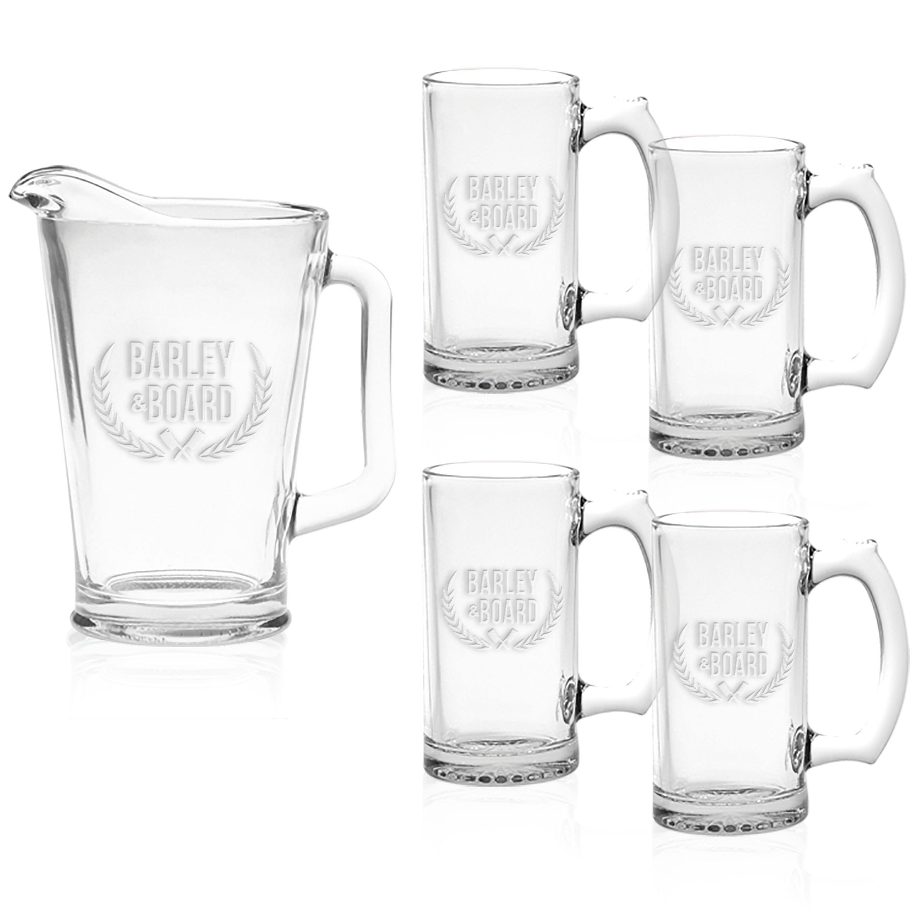 Picture of Glass Pitcher & Mug Set - Deep Etched