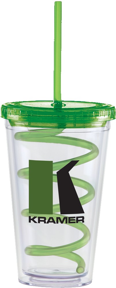 Picture of 16 Oz. Carnival Cup w/Color Curly Straw & Color Lid