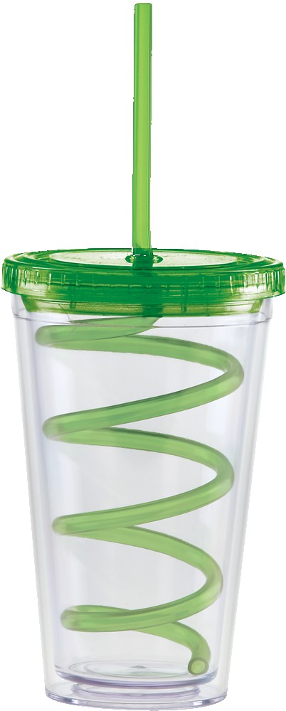 Picture of 16 Oz. Carnival Cup w/Color Curly Straw & Color Lid