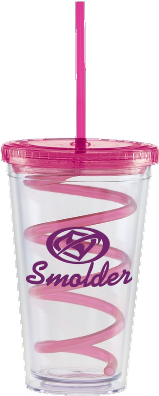 Picture of 16 Oz. Carnival Cup w/Color Curly Straw & Color Lid