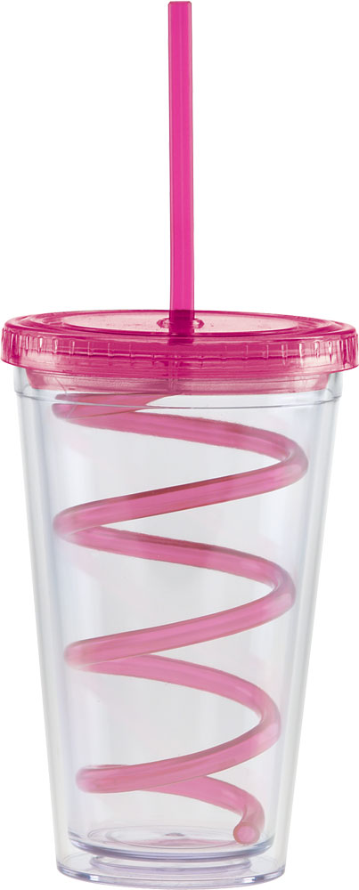 Picture of 16 Oz. Carnival Cup w/Color Curly Straw & Color Lid