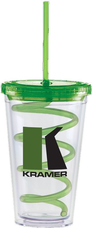 Picture of 16 Oz. Carnival Cup w/Color Curly Straw & Color Lid