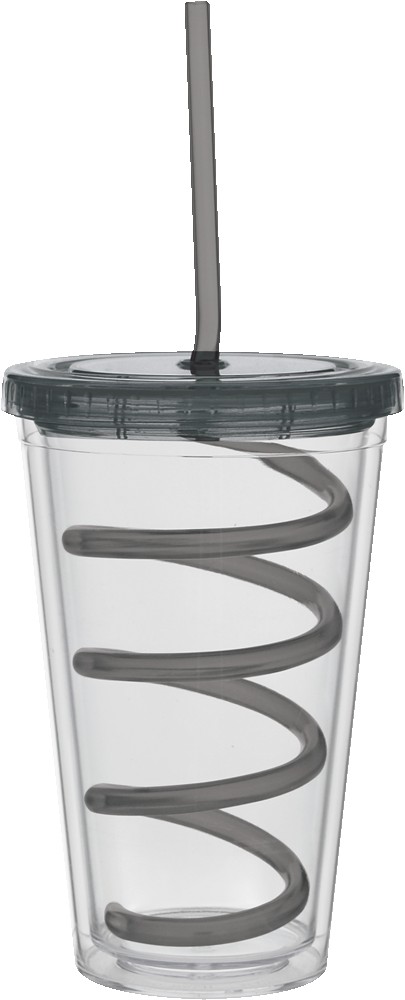 Picture of 16 Oz. Carnival Cup w/Color Curly Straw & Color Lid