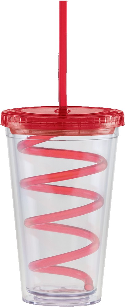 Picture of 16 Oz. Carnival Cup w/Color Curly Straw & Color Lid