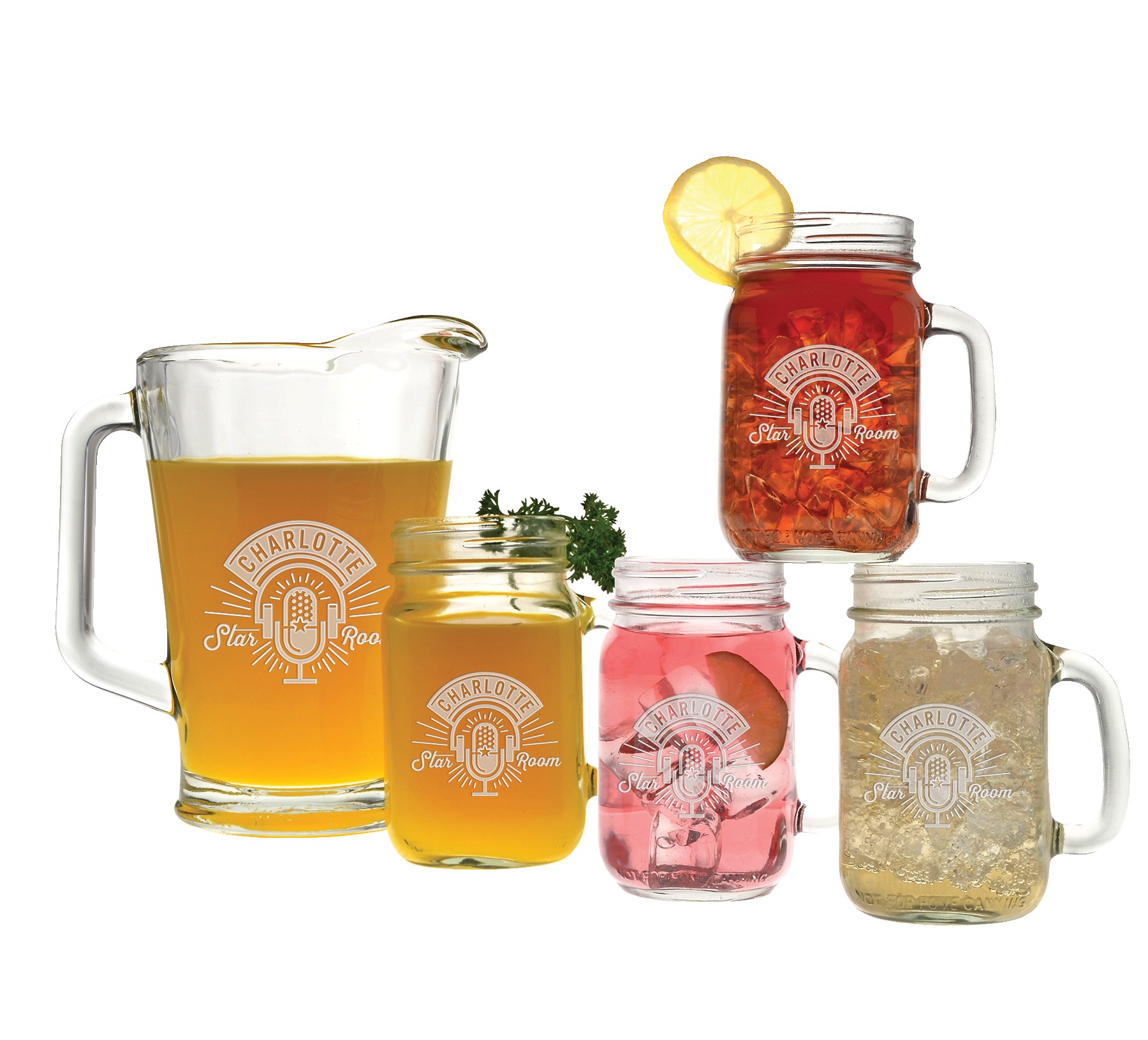 Picture of Glass Pitcher & Handled Jar Set - Etched