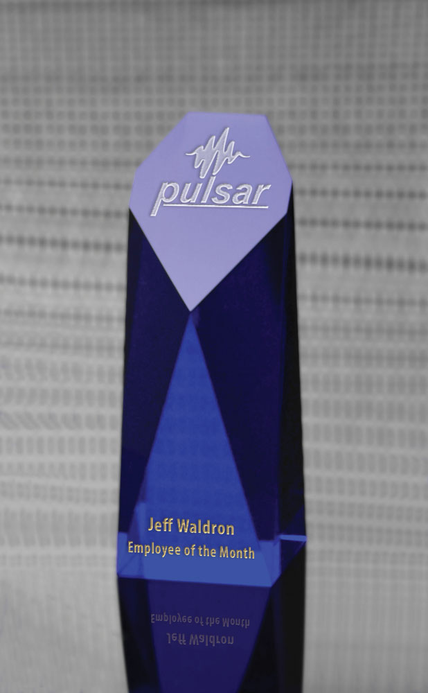 Picture of Large Cobalt Blue Monument Optical Crystal Award