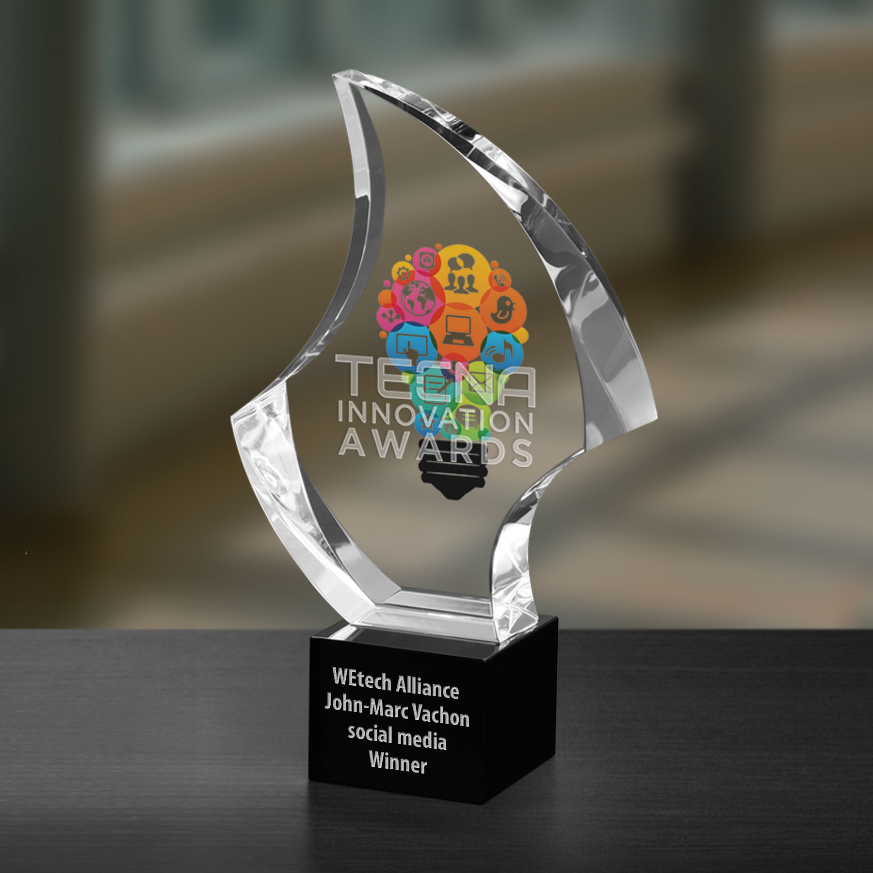 Picture of Medium Citrine Optical Crystal Award