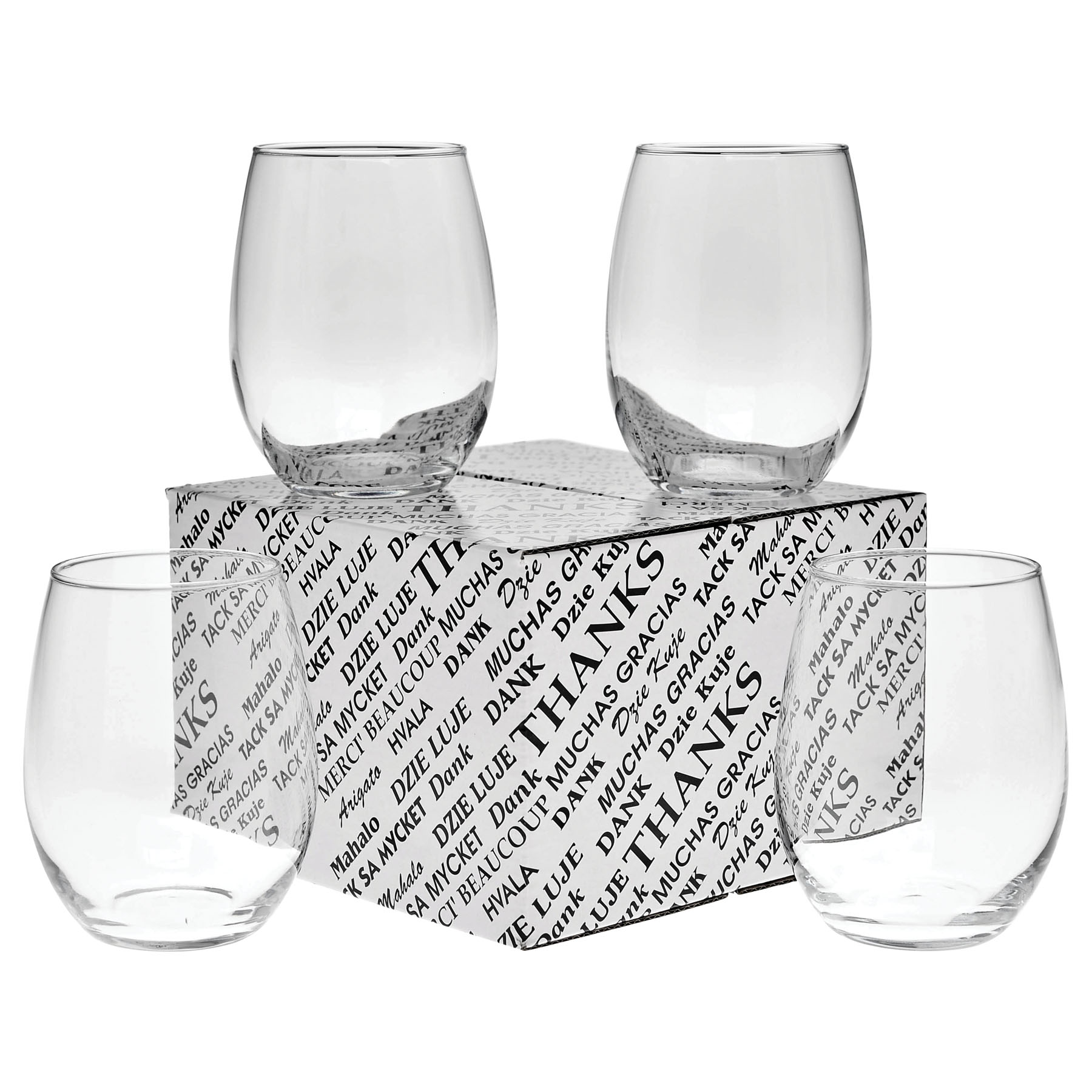 Picture of 15 Oz. Etched Stemless Wine Glass Thank You Set