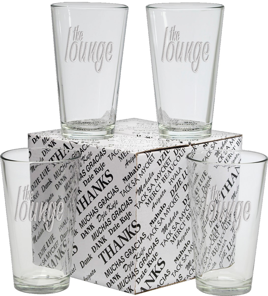 Picture of 16 Oz. Mixing Glass Thank You Set (4 Piece) - Etched