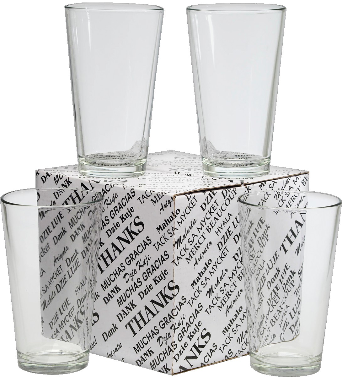 Picture of 16 Oz. Mixing Glass Thank You Set (4 Piece) - Etched