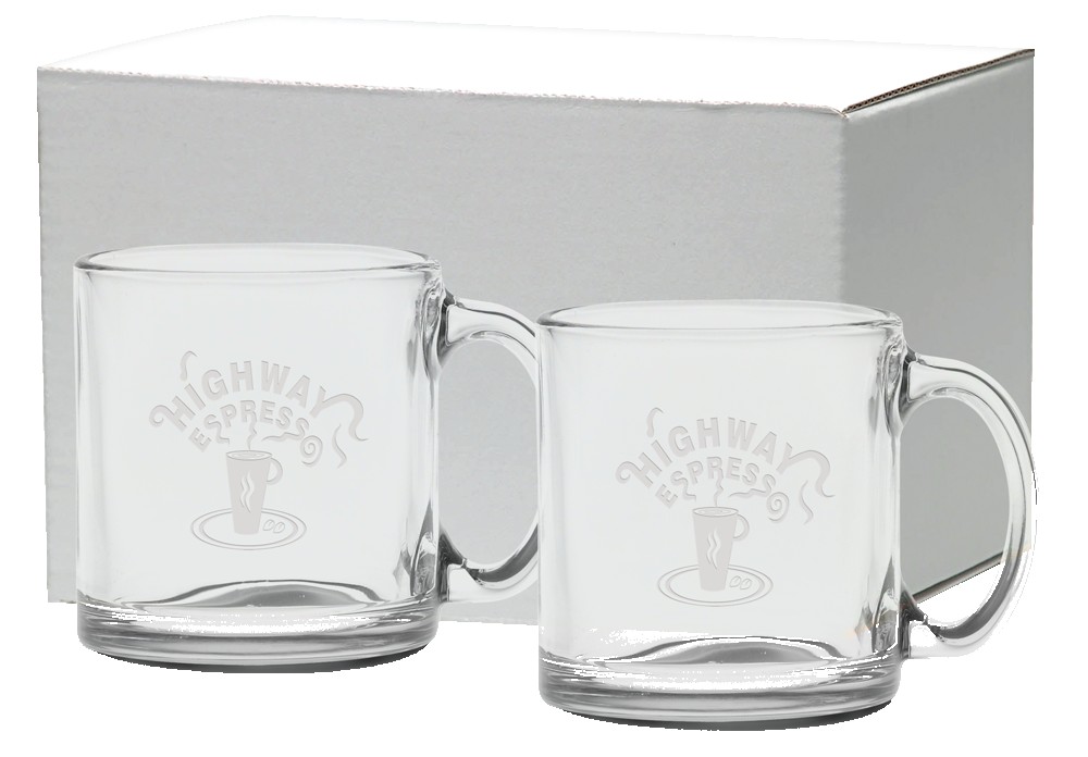Picture of 13 Oz. Etched Clear Glass Coffee Mug Gift Set